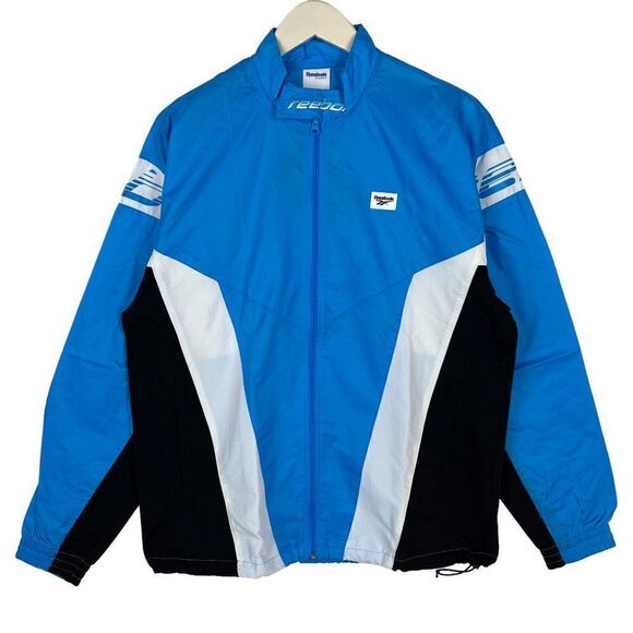 New Reebok Classic Men US M Blue Windbreaker Track Jacket Zip Up Long Sleeve - Picture 1 of 14